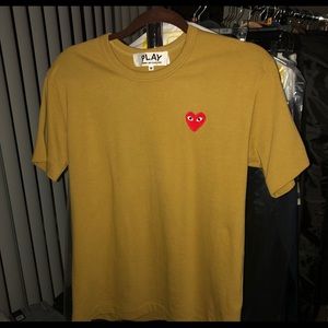 Comme Des Garçon Play Mustard Yellow Heart T-Shirt